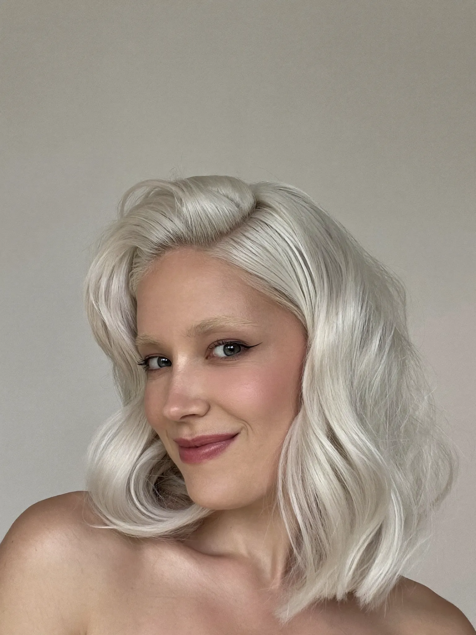 Bright platinum blonde transformation