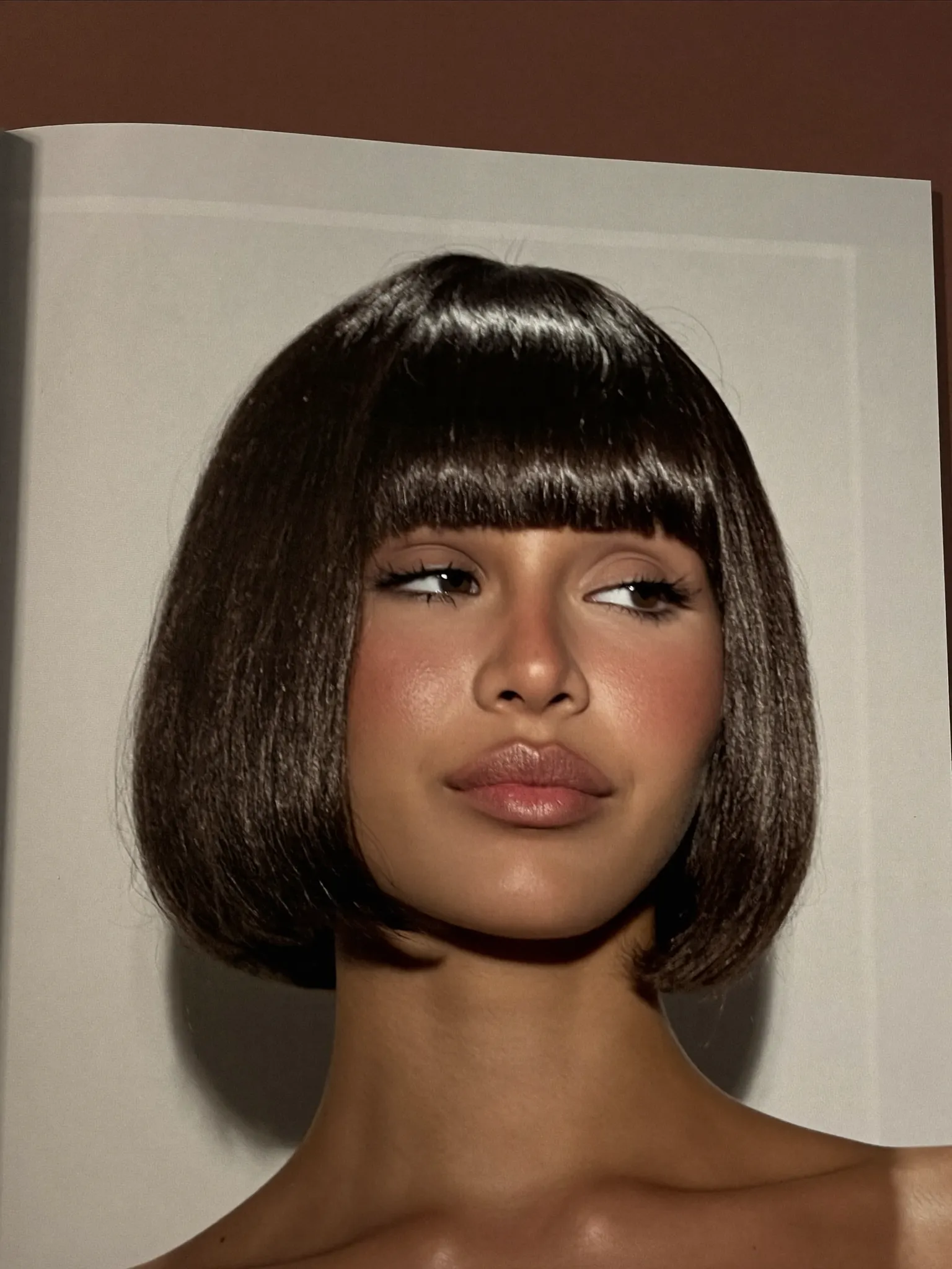 Chic precision-cut french bob with curtain fringe